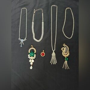 Vintage rhinestone necklace and pendant lot